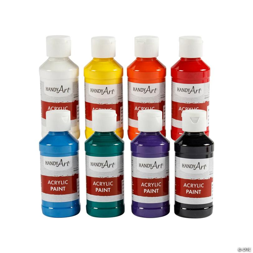 4 oz. Bright 8-Color Non-Toxic Acrylic Paints Assortment Set - 8 Pc.