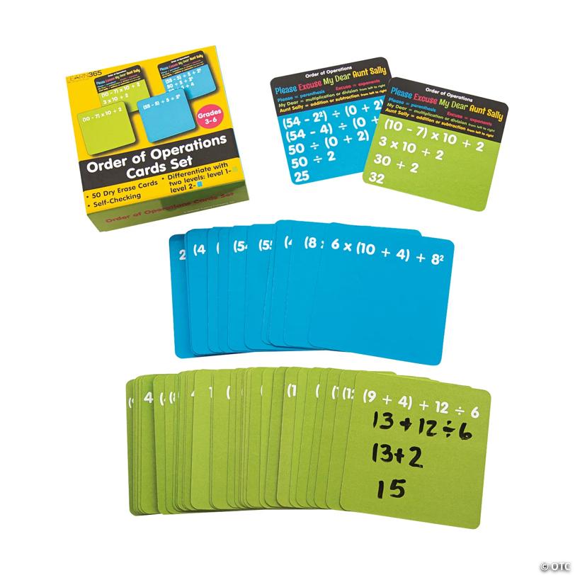 4" x 4" Self-Checking Order of Operations Dry Erase Card Set - 50 Pc.