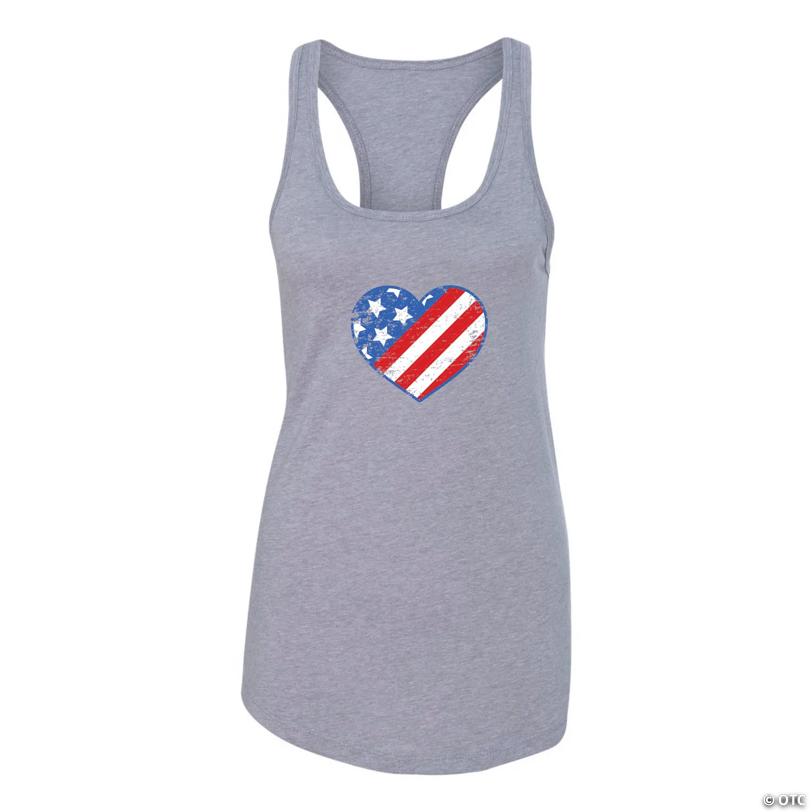 4th of July Distressed Heart Women's Racerback Tank