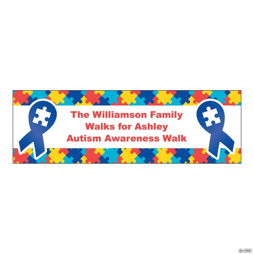 52" x 17" Autism Awareness Ribbon Custom Banner - Small