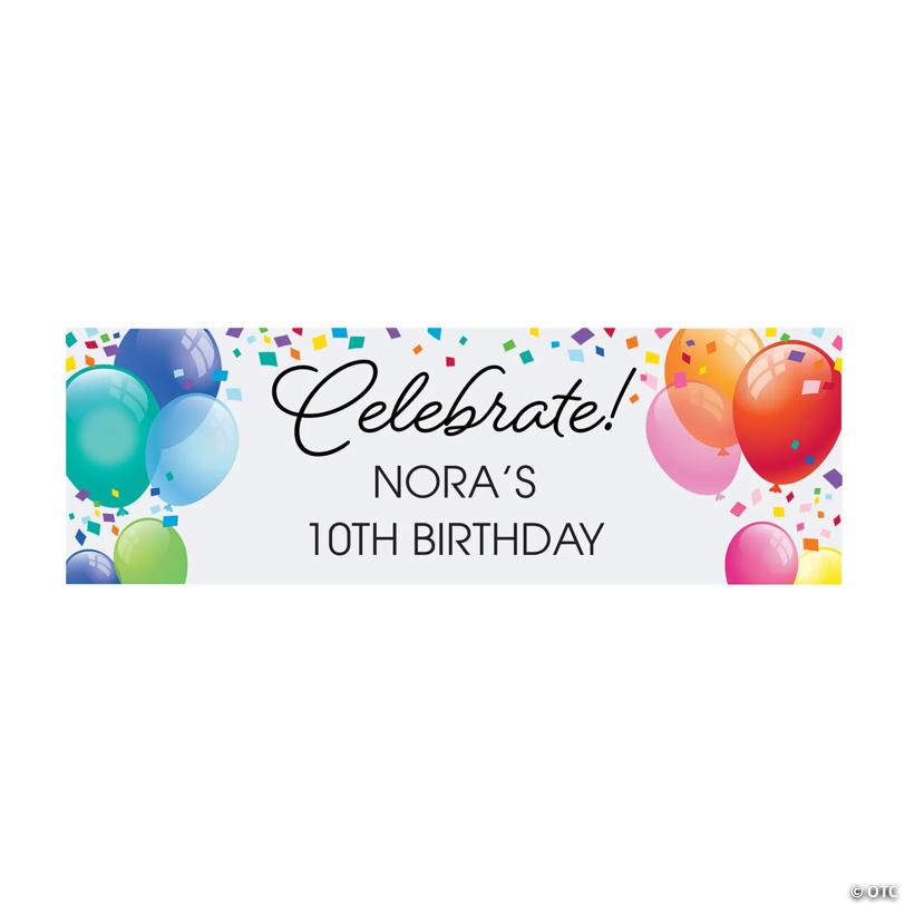 52" x 17" Personalized Celebrate Balloon Banner - Small