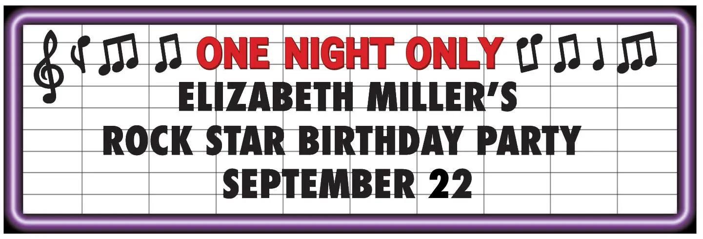 52" x 17" Rock Star Party Custom Banner - Small