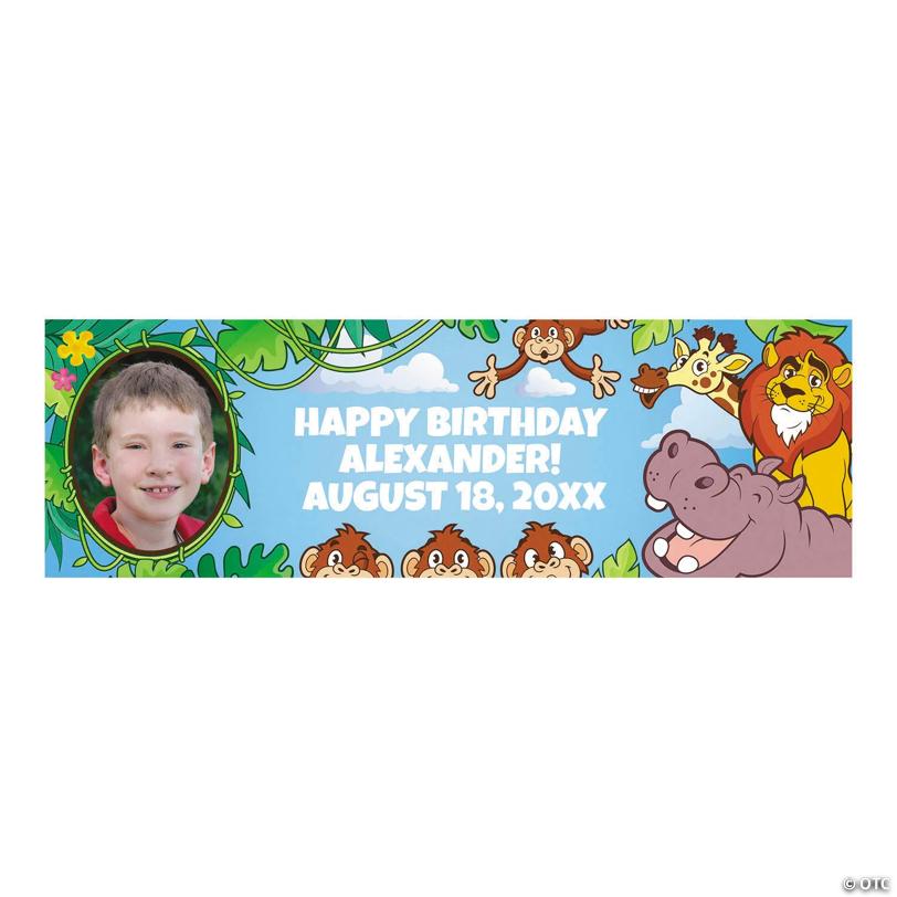 52" x 17" Zoo Adventure Party Photo Custom Banner - Small