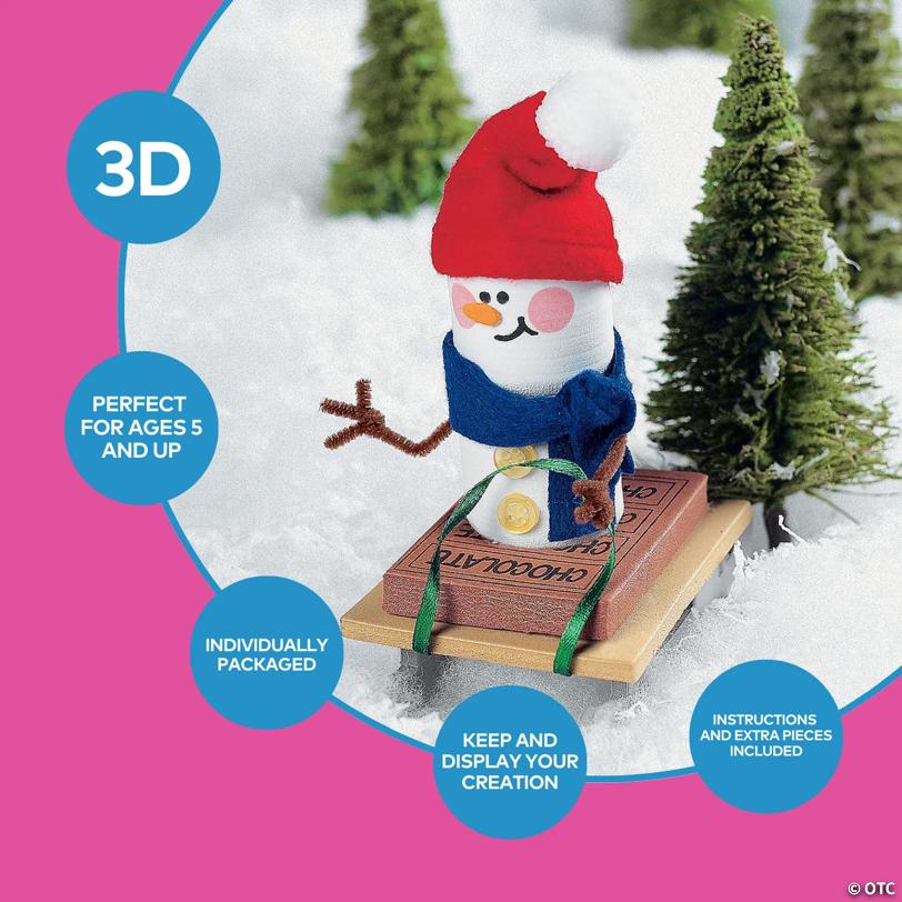 5 1/2" Marshmallow Snowman Christmas Ornament Craft Kit - Makes 12