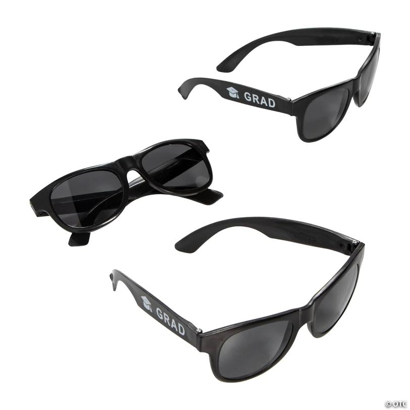 5 1/2" x 2" Graduation Black Nomad Plastic Novelty Sunglasses - 12 Pc. | Elite Festo