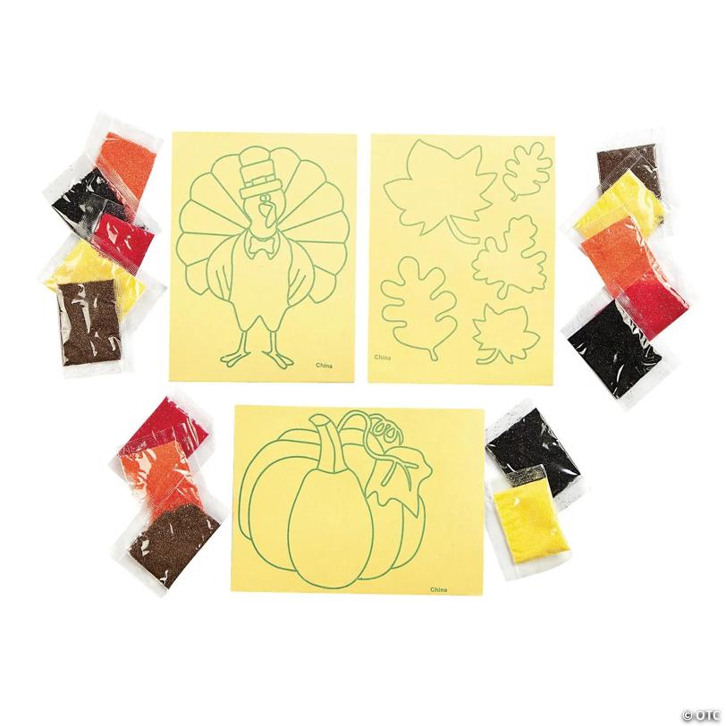 5 1/2" x 3 1/4" Fall Plants & Animals Sand Art Picture Craft Kit - Makes 12