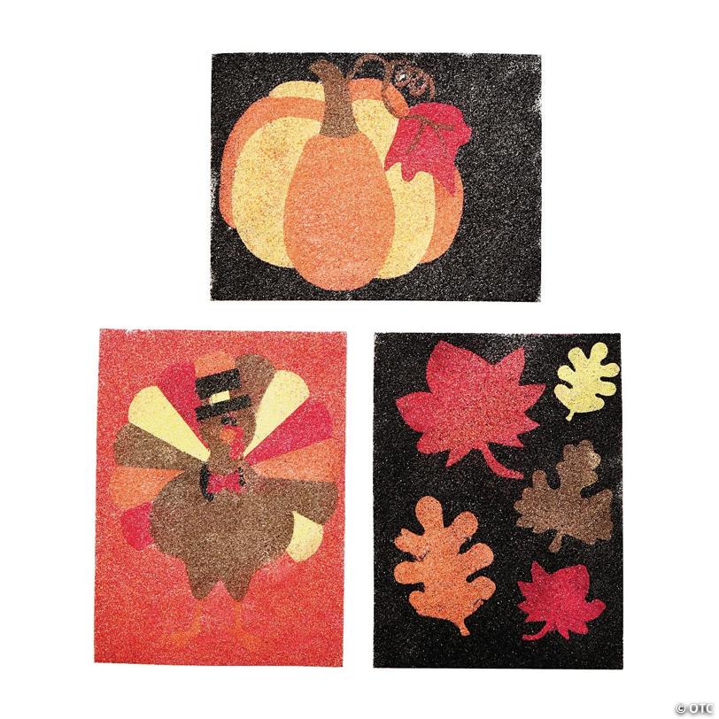 5 1/2" x 3 1/4" Fall Plants & Animals Sand Art Picture Craft Kit - Makes 12