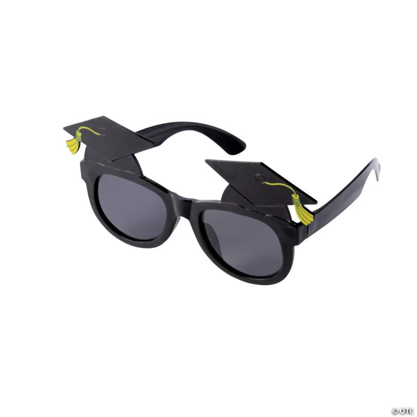 5 1/2" x 3" Graduation Cap Black Plastic Novelty Sunglasses- 12 Pc. | Elite Festo