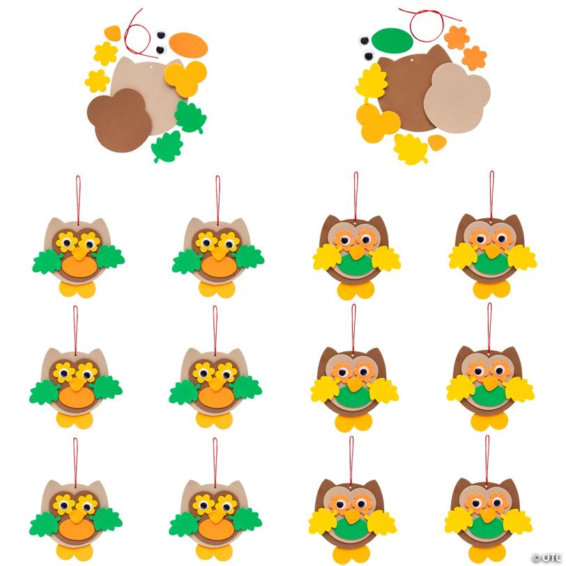 5 1/2" x 4 1/2" Fall Colors Owl Ornament Foam Craft Kit - Makes 12