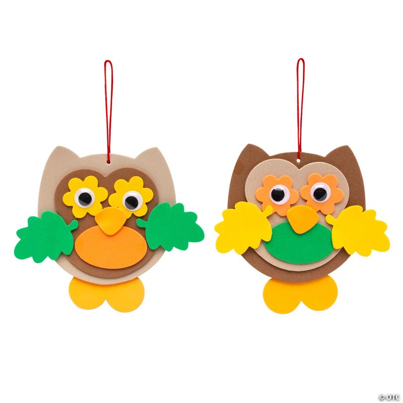 5 1/2" x 4 1/2" Fall Colors Owl Ornament Foam Craft Kit - Makes 12
