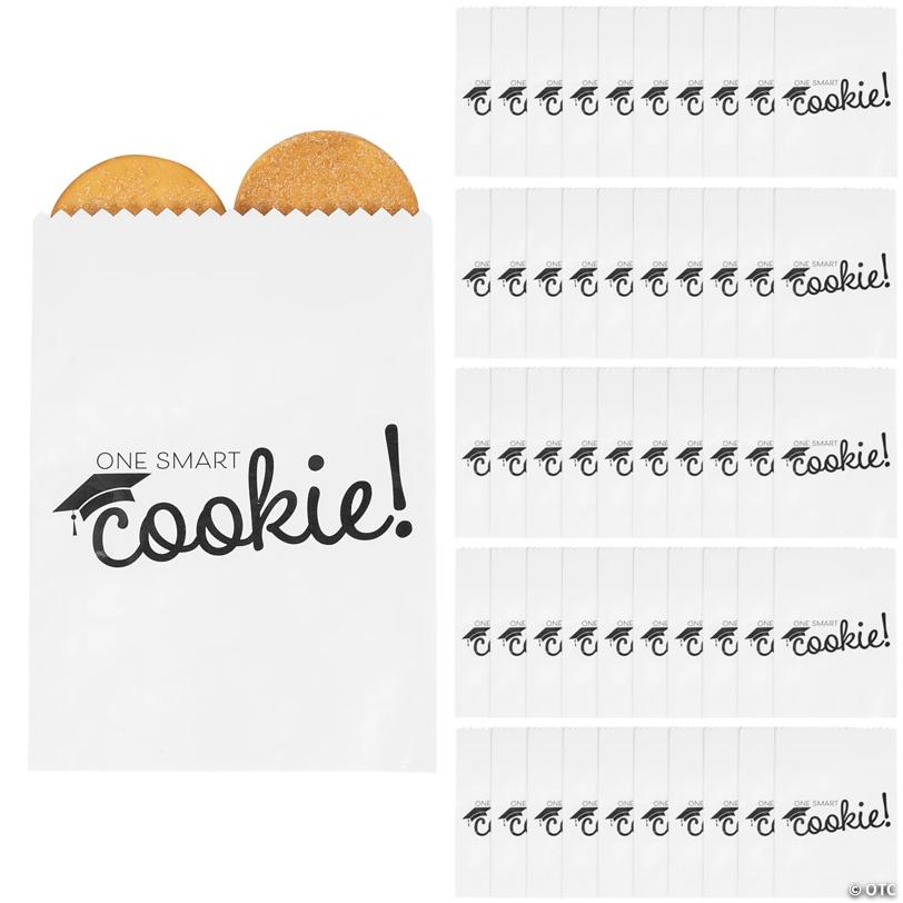 5 1/2" x 8" Bulk 50 Pc. Graduation Party One Smart Cookie Paper Treat Bags | Elite Festo