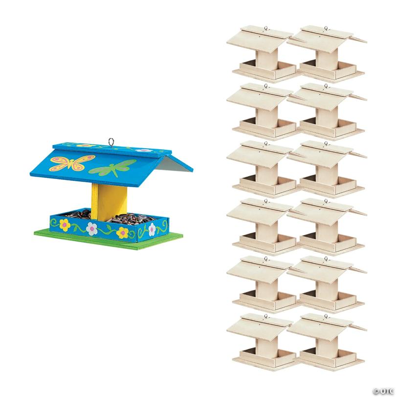 5 3/4" x 4 1/2" DIY Unfinished Wood Bird Feeder Kits - Makes 12