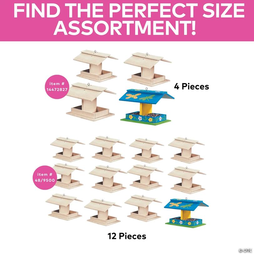 5 3/4" x 4 1/2" DIY Unfinished Wood Bird Feeder Kits - Makes 12