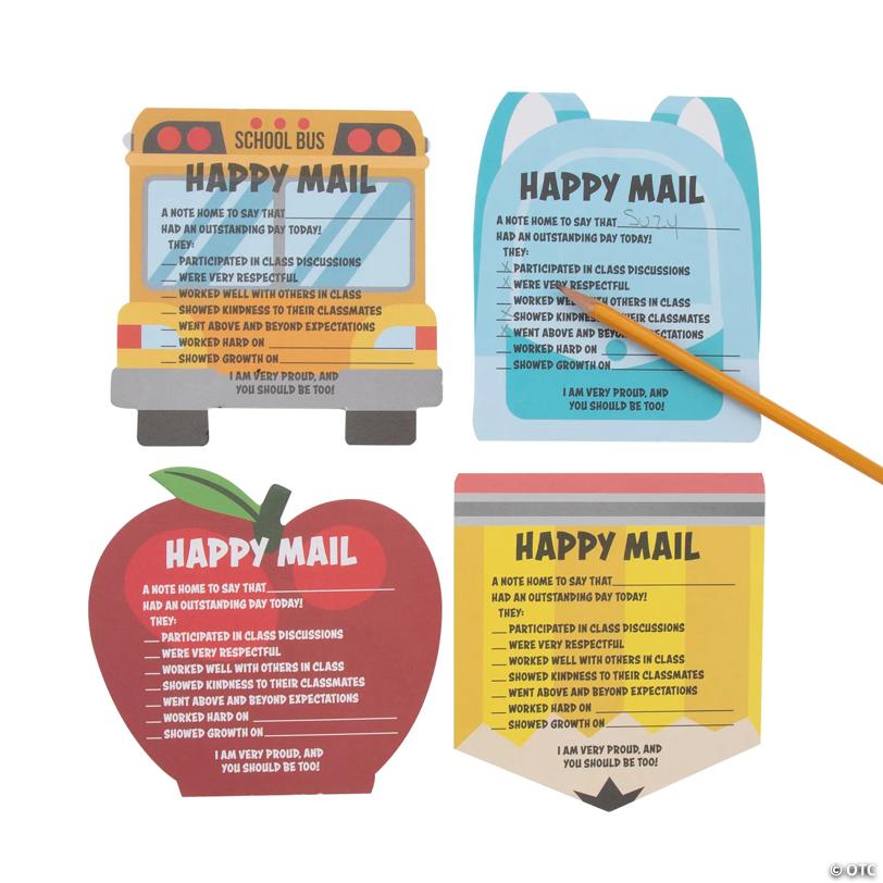 5" – 5 1/2" School Icon Teacher Paper Happy Mail Notepad Set - 4 Pc.