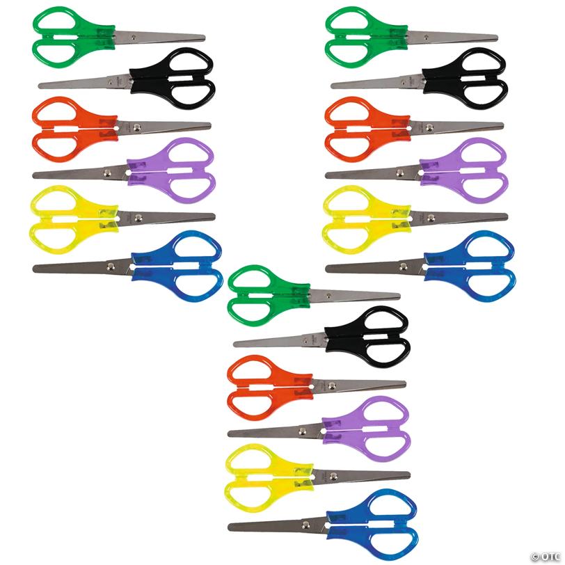5" Bulk 48 Pc. Colorful Metal School Scissors with Plastic Grips
