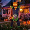 5 Ft. Animated Light-Up Upside-Down Clown with Jack-O'-Lantern Halloween Decoration