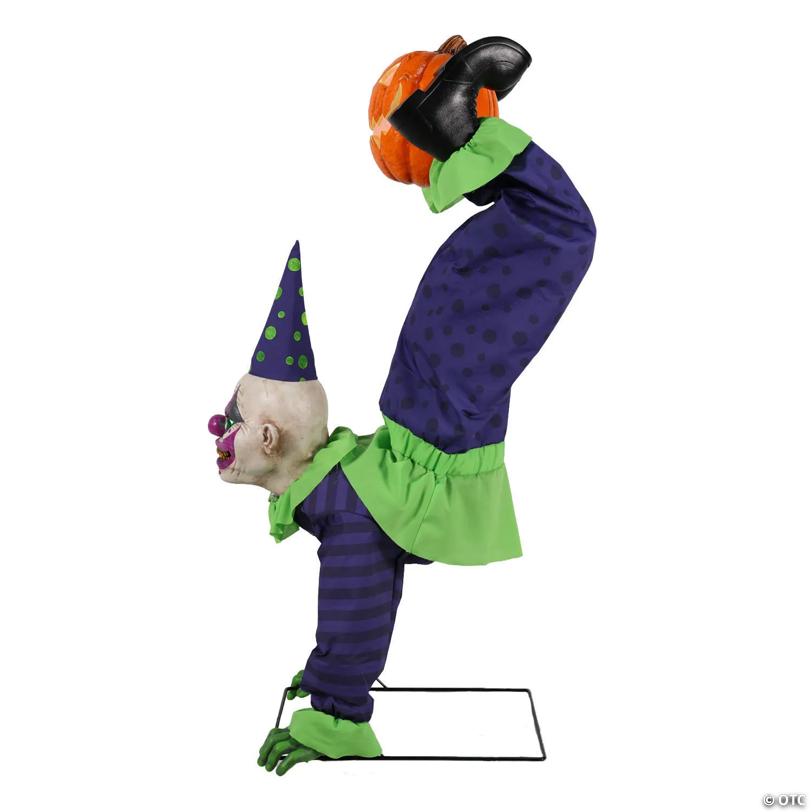 5 Ft. Animated Light-Up Upside-Down Clown with Jack-O'-Lantern Halloween Decoration - image 3