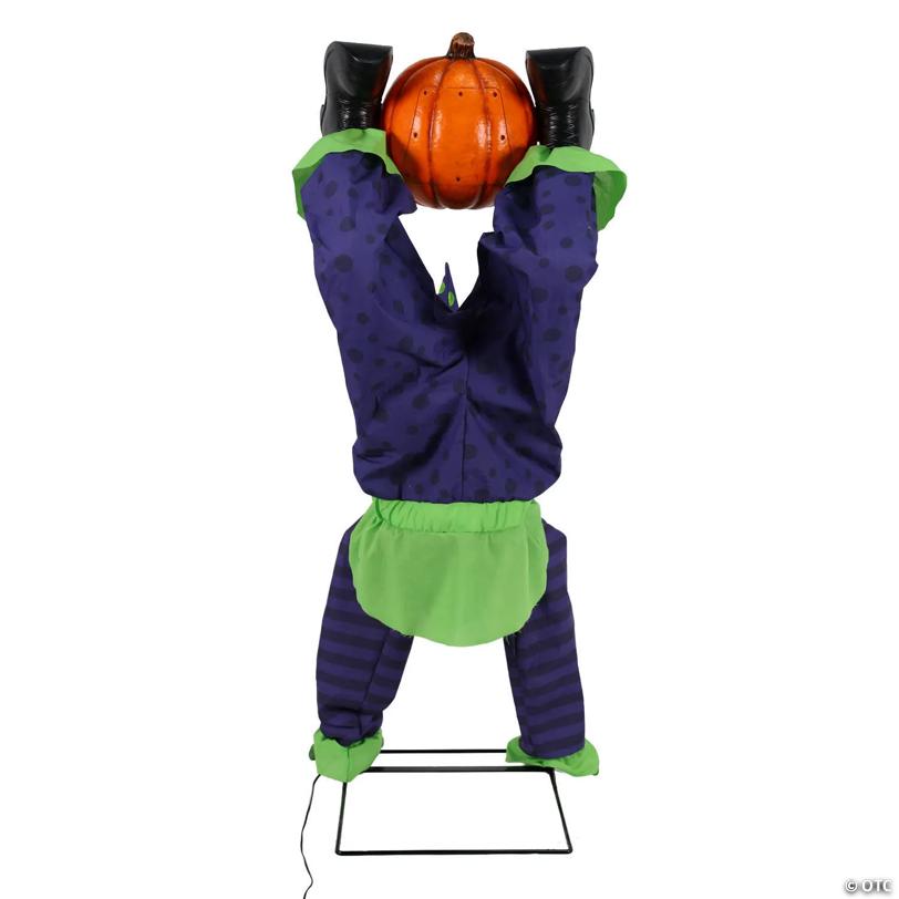5 Ft. Animated Light-Up Upside-Down Clown with Jack-O'-Lantern Halloween Decoration - image 4