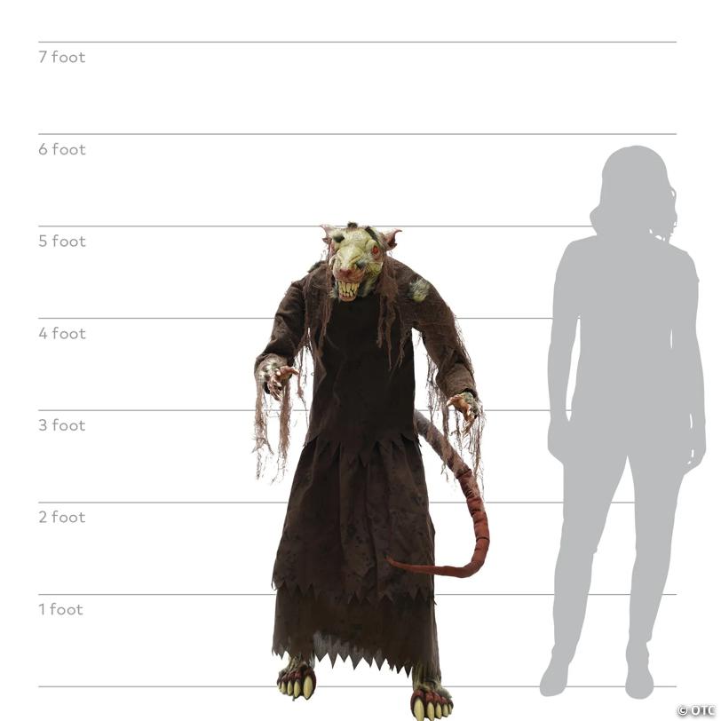 5 Ft. Mangey Rat Animated Prop Standing Halloween Decoration - image 5