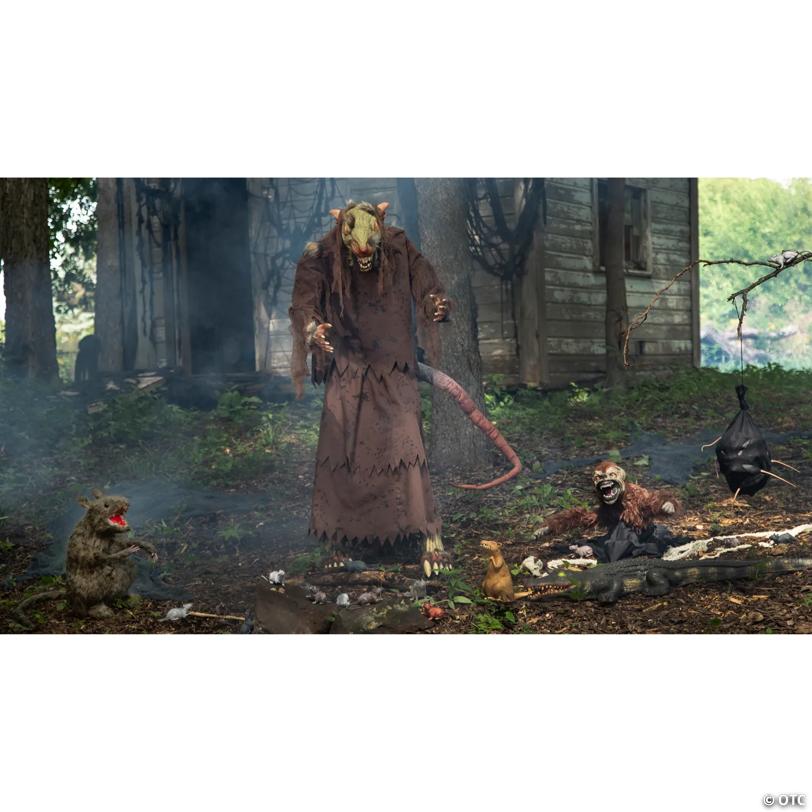 5 Ft. Mangey Rat Animated Prop Standing Halloween Decoration - image 4