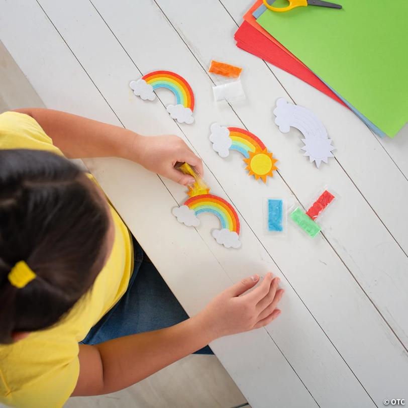 5" Rainbow Sand Art Self-Adhesive Cardboard Craft Kit - Makes 12