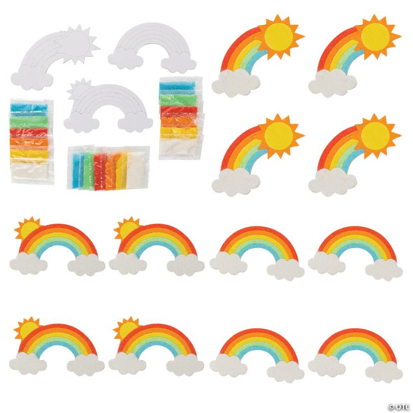 5" Rainbow Sand Art Self-Adhesive Cardboard Craft Kit - Makes 12