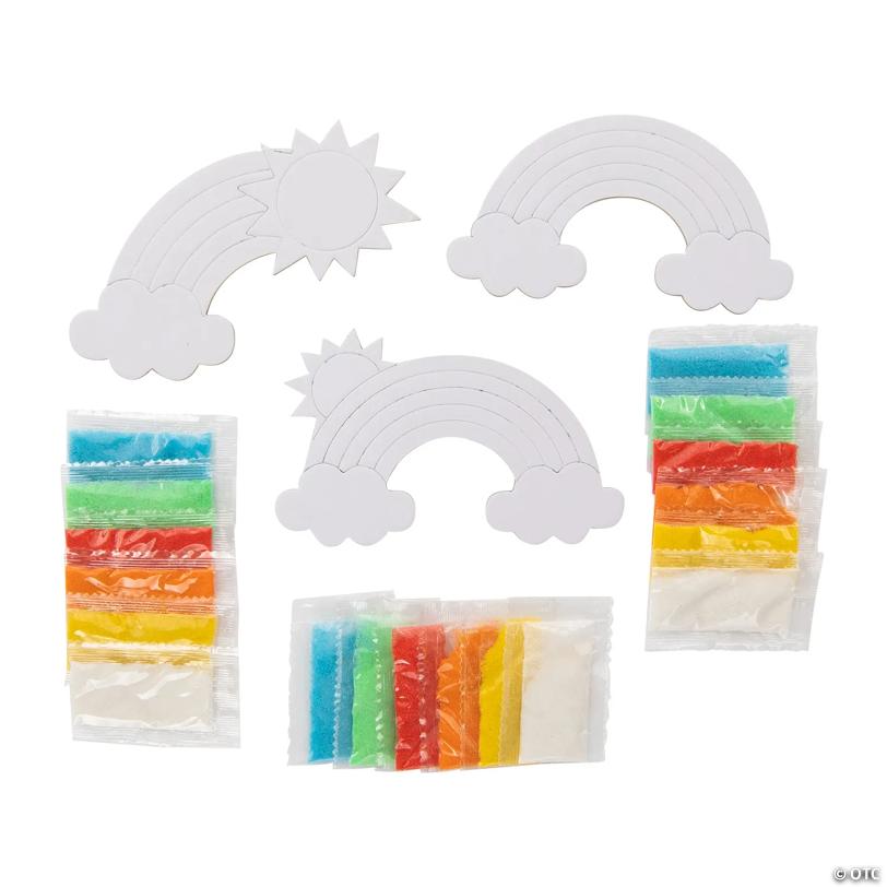 5" Rainbow Sand Art Self-Adhesive Cardboard Craft Kit - Makes 12