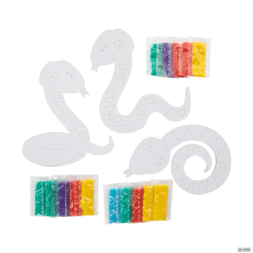 5" Snake Sand Art Self-Adhesive Cardboard Craft Kit - Makes 12