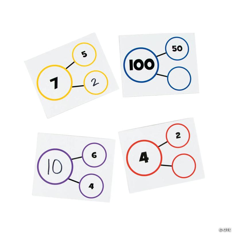 5" x 4" Number Bond Dry Erase Cardboard Educational Card Set - 50 Pc.