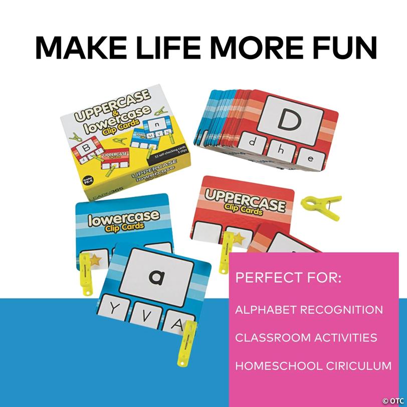 5" x 4" Uppercase & Lowercase Letter Laminated Cardstock Clip Card Set - 57 Pc.