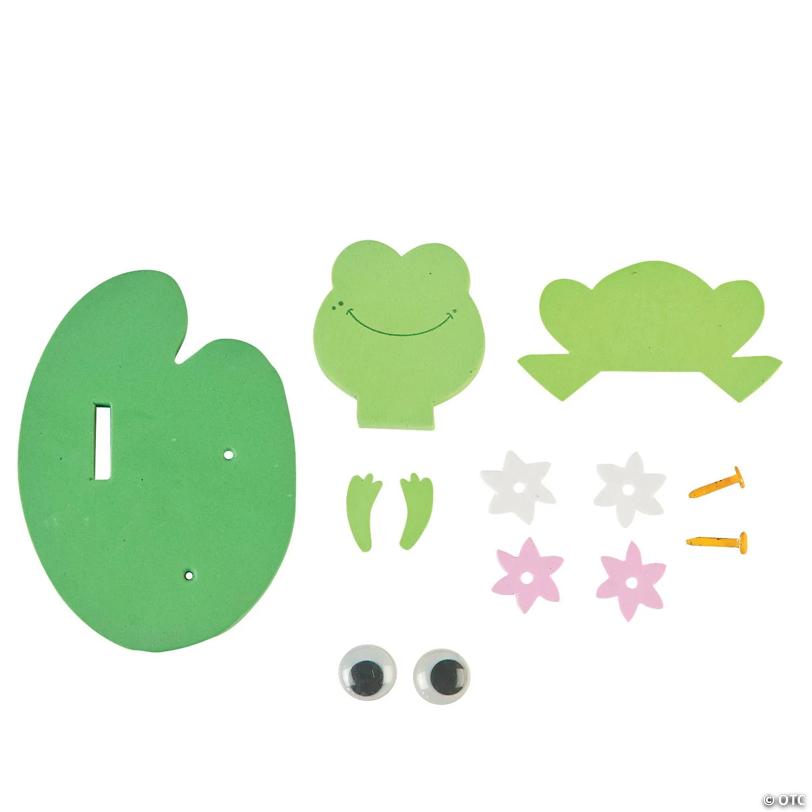 5" x 5 1/2" 3D Floating Frog on a Lily Pad Foam Craft Kit - Makes 12