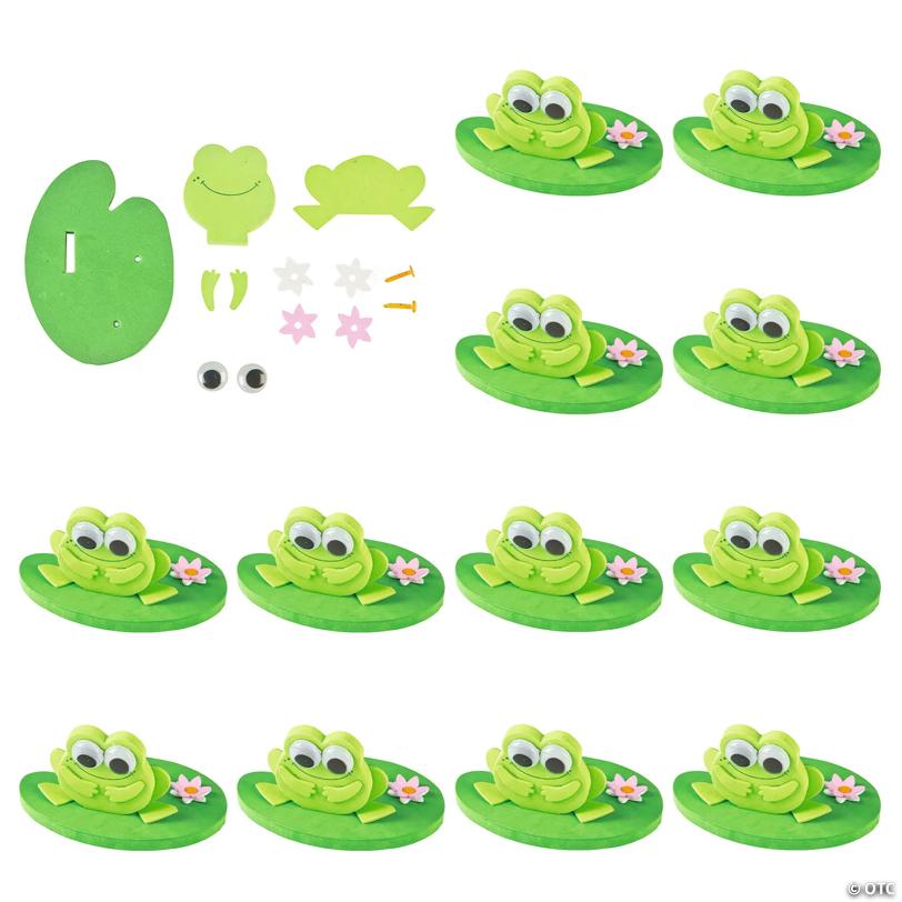 5" x 5 1/2" 3D Floating Frog on a Lily Pad Foam Craft Kit - Makes 12