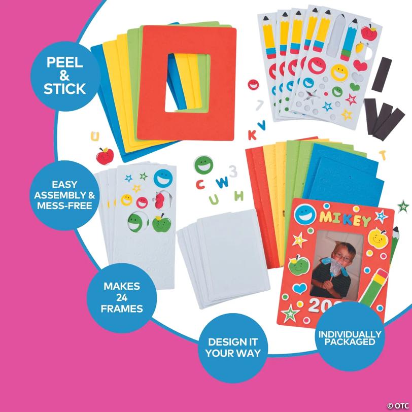 5" x 6 1/4" Red School Picture Frame Magnet Foam Craft Kit - Makes 24