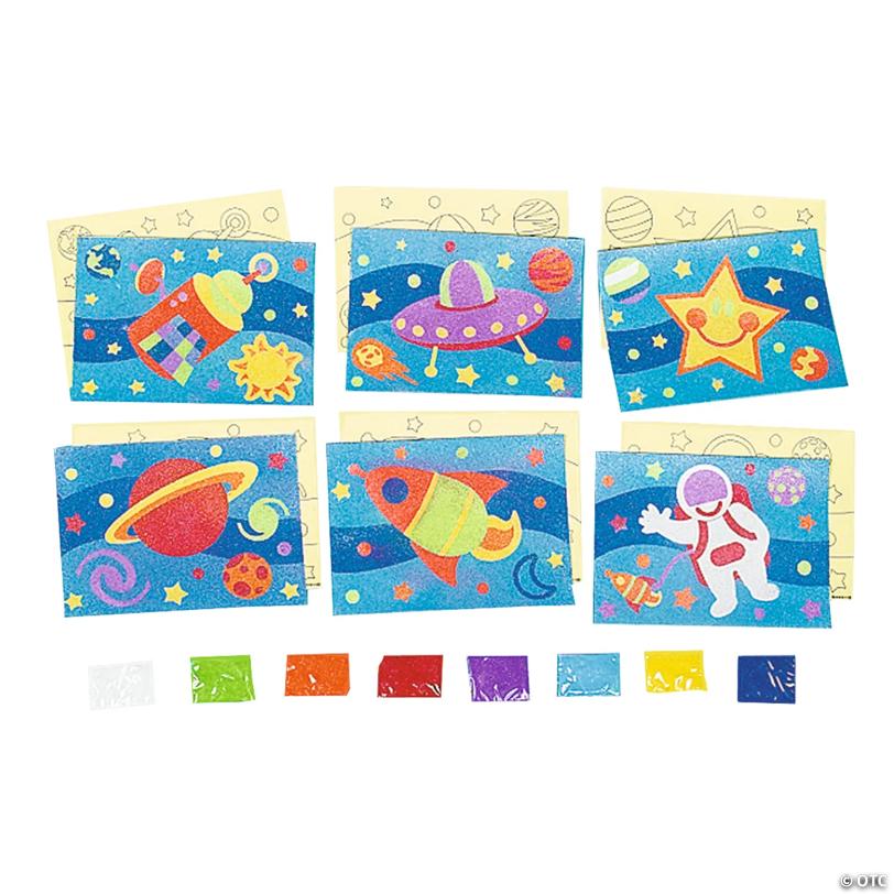 5" x 7" Awesome Outer Space Sand Art Self-Adhesive Cardboard Craft Kit - Makes 24