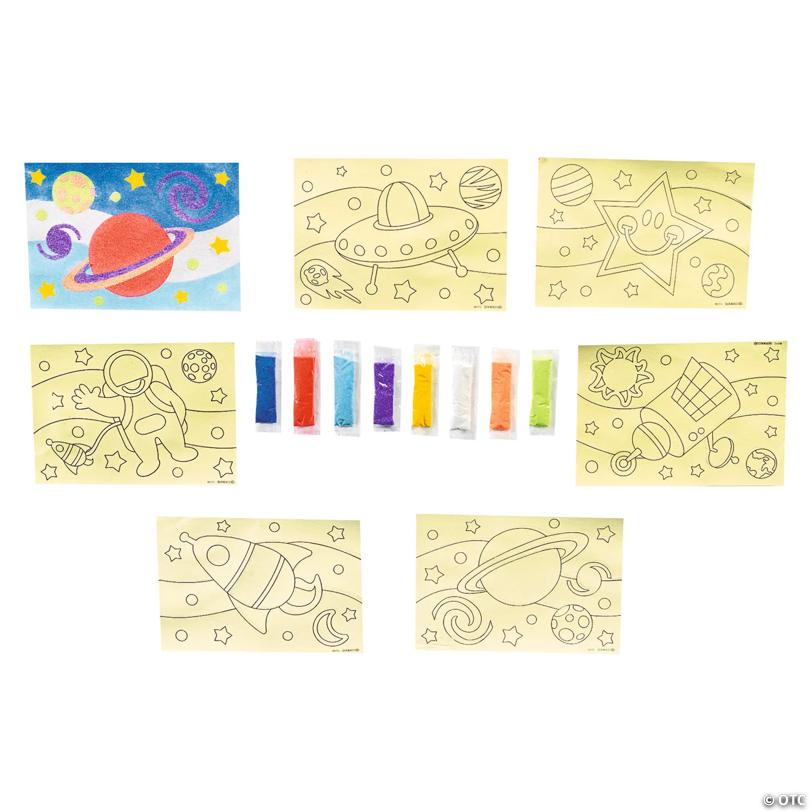 5" x 7" Awesome Outer Space Sand Art Self-Adhesive Cardboard Craft Kit - Makes 24