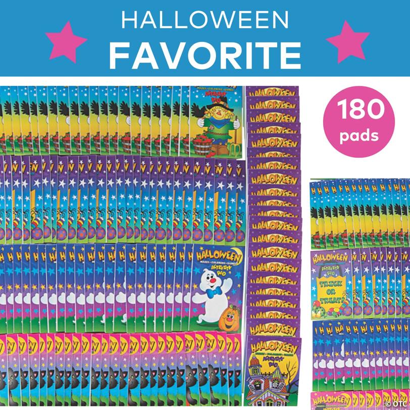 5" x 7" Bulk 180 Pc. Halloween Classic Coloring & Activity Paper Pads