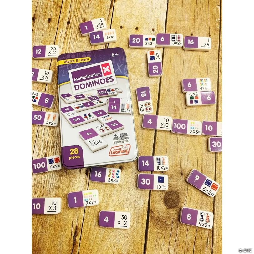 5" x 8" Multiplication Educational Plastic Dominoes Set - 28 Pc.