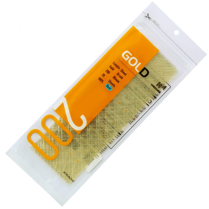 HAODONG Beef Gold Leaf Gelatin Sheets - 200 Bloom (20 Sheets, 40g) for Mirror Glaze Dessert Jellies Mousse Cake