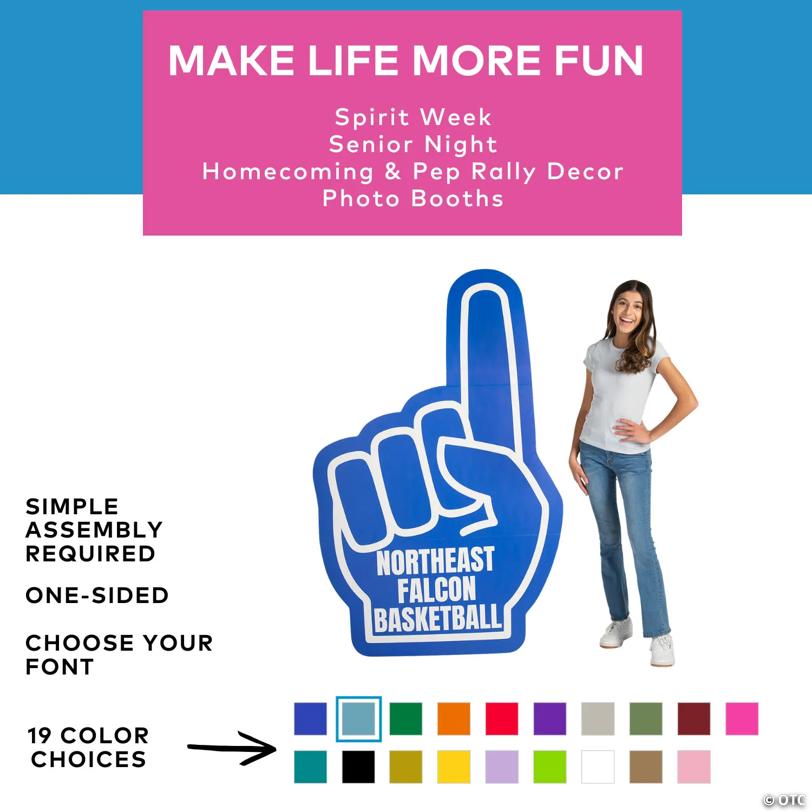 67" Personalized Spirit Foam Hand-Style Cardboard Cutout Stand-Up
