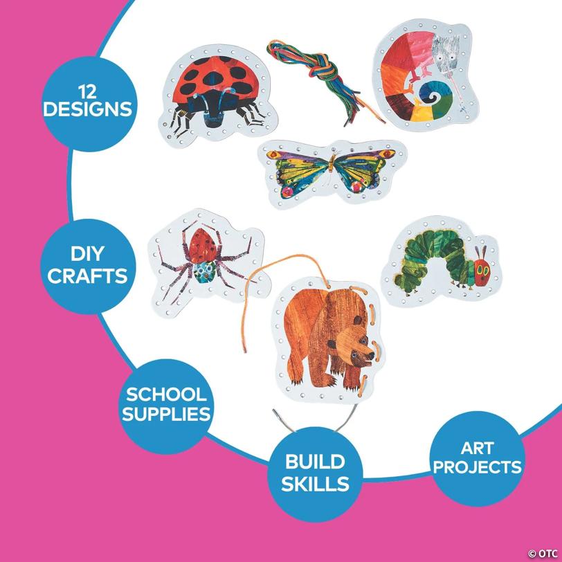 6 1/2" - 10" World of Eric Carle Lacing Cards & Laces Set - 24 Pc.