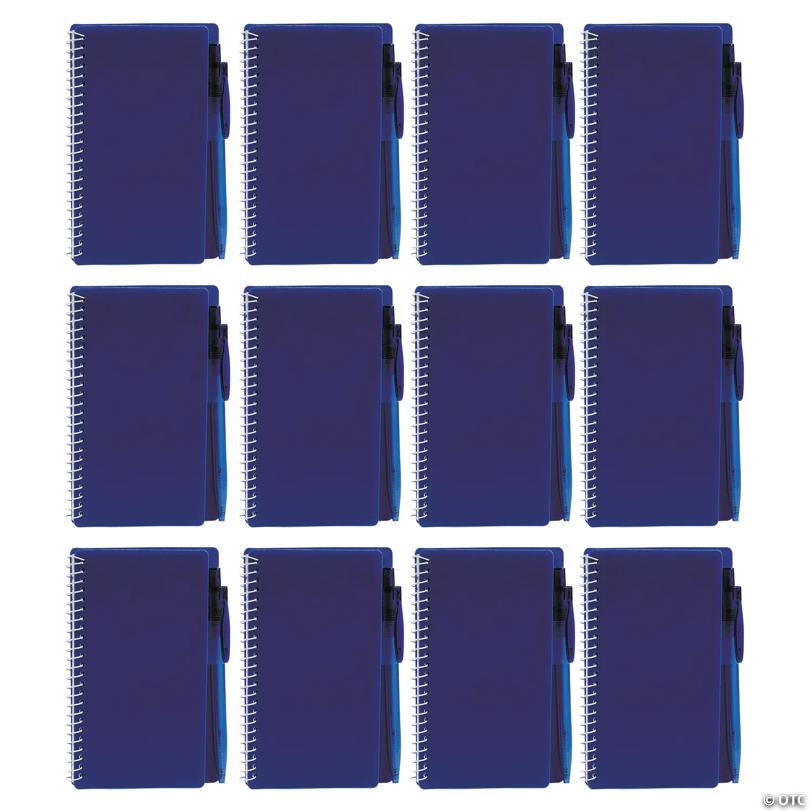 6" 60 pg. Blue Spiral Notebook & Pen Sets - 12 Pc. | Elite Festo