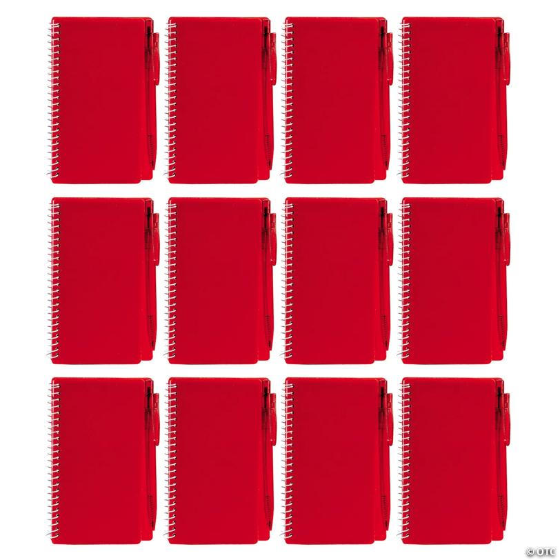 6" Classic Red Spiral Paper Notebook with Plastic Pens for 12 | Elite Festo