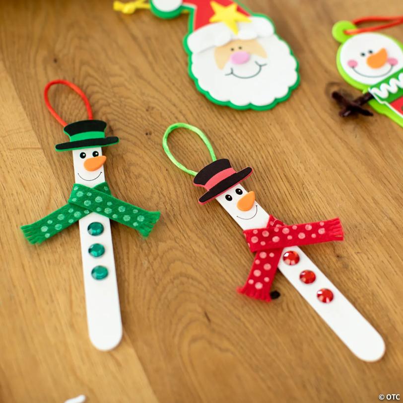 6" Craft Stick Snowman Christmas Ornament Craft Kit - Makes 12