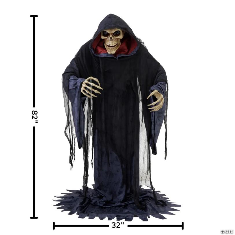 6 Ft. 9" Animated Light-Up Rising Skeleton Reaper in Hooded Cloak Halloween Decoration - image 2
