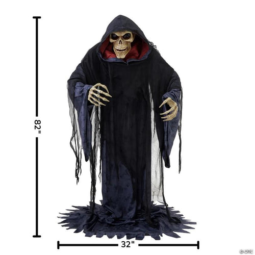 6 Ft. 9" Animated Light-Up Rising Skeleton Reaper in Hooded Cloak Halloween Decoration - image 2