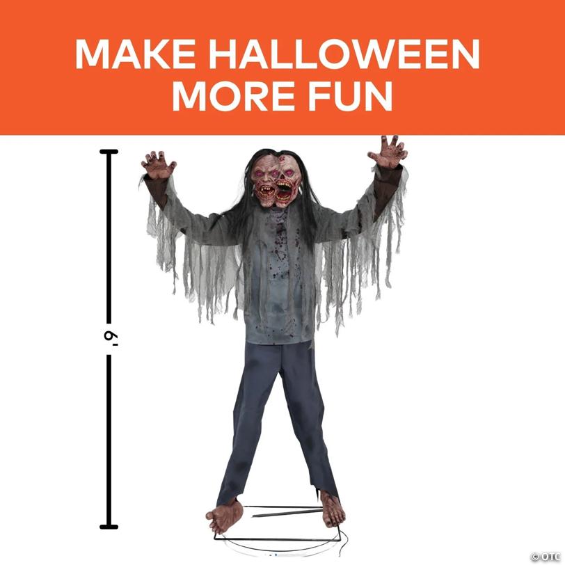 6 Ft. Animated Light-Up Jack & Jill Zombie Halloween Decoration - image 2