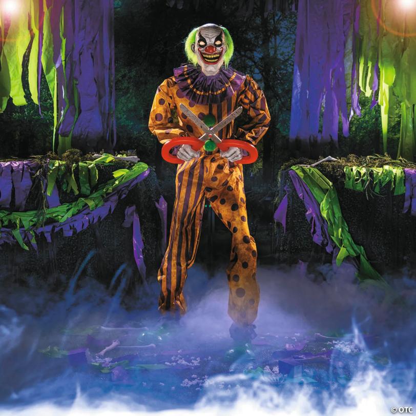 6 Ft. Animated Light-Up Yellow & Black Snippers the Clown Halloween Decoration