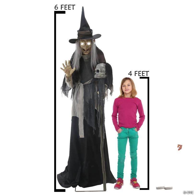 6 Ft. Animated Lunging Haggard Witch Standing Halloween Decoration - image 2