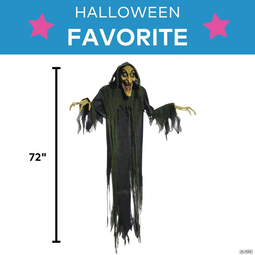 6 Ft. Hanging Scary Witch Animated Prop Halloween Decoration - image 2
