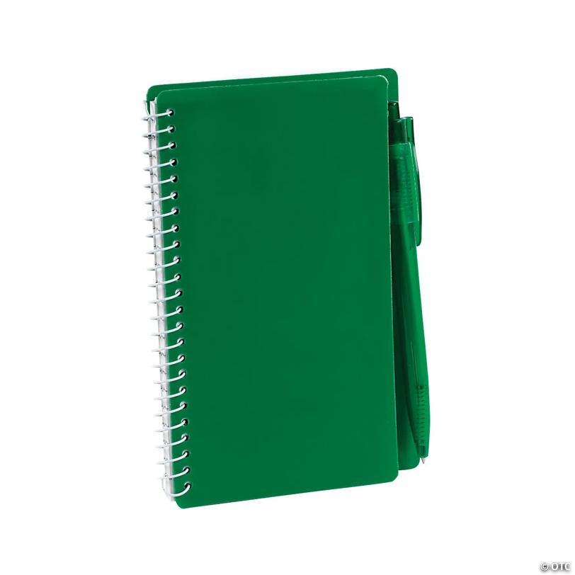 6" Green Spiral Paper Notebooks with Black Ink Pens - 12 Pc. | Elite Festo
